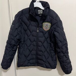Lake Girl Full Zip Quilted Down Puffer Black Jacket Size M Lakegirl
